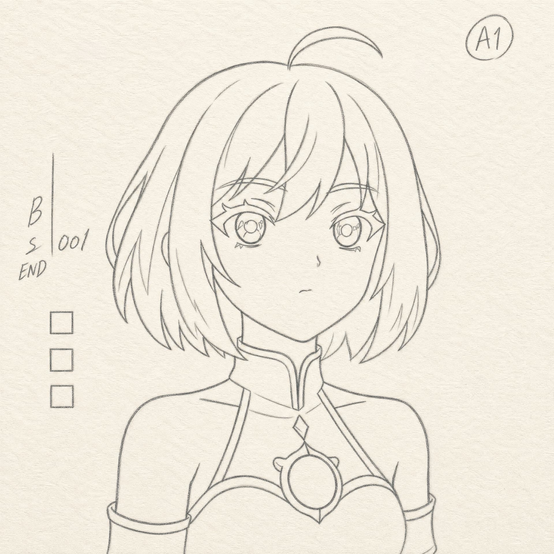 制作注釈付きのオリジナルアニメ原画のポートレート