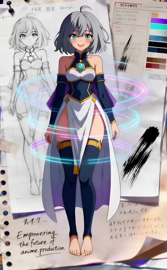 The cover of a bound settei book of character and prop reference sheets used in production