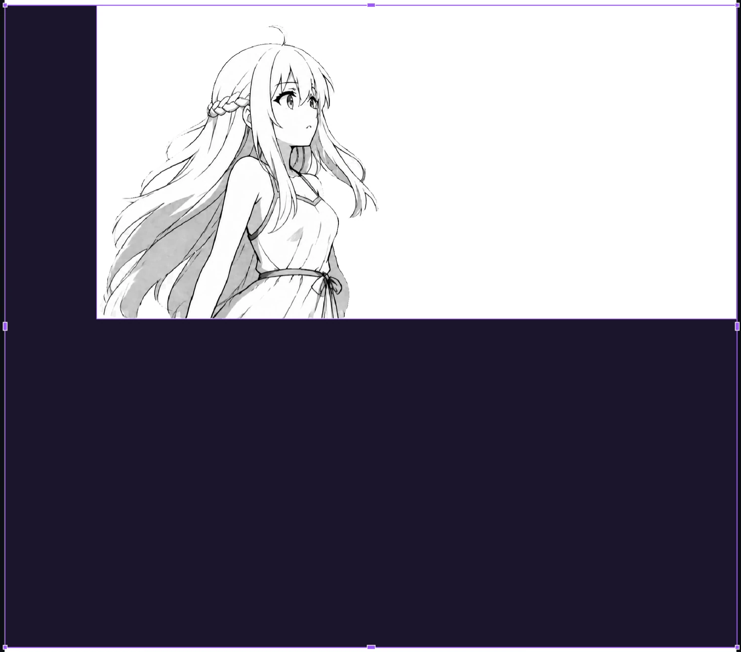 Manga panel placed on an expanded blank canvas