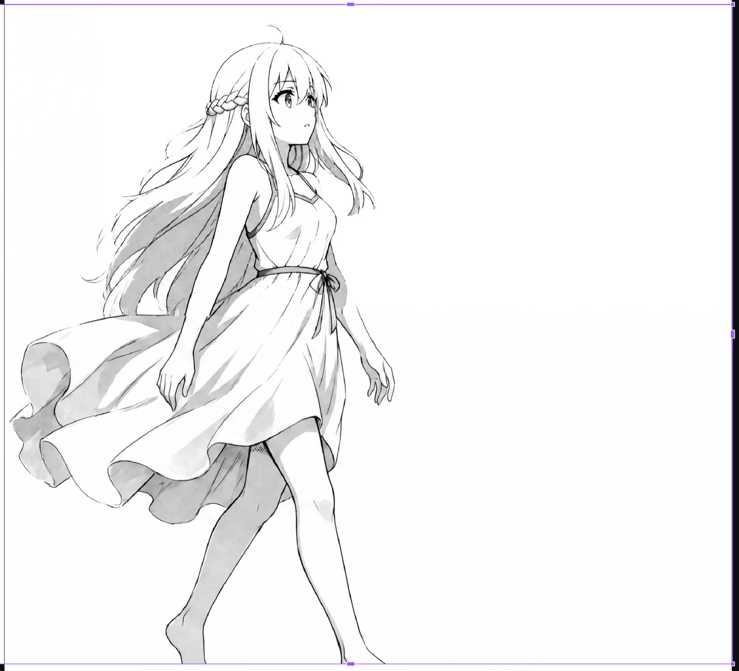 Character extended into a complete full-body line drawing