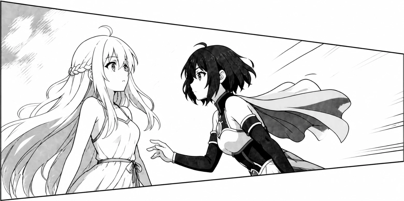 Extracted wide panel of both characters facing each other